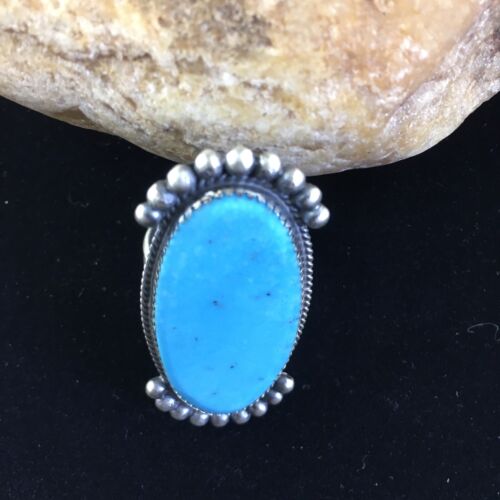 Native American Men's Navajo Blue Turquoise Ring | Sterling Silver | Sz 9.5 | 10080