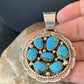 Navajo Blue Turquoise and Multi-Stone Round Cluster Pendant | Authentic Native American Sterling Silver | 2" | 2096