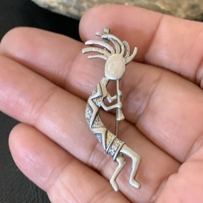Native American Navajo Kokopelli Pin Pendant | Sterling Silver | Authentic Handmade | 12277