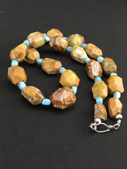 Native American Turquoise Nugget Necklace | Navajo Sterling Silver | 19" | 1139 - Masha USA
