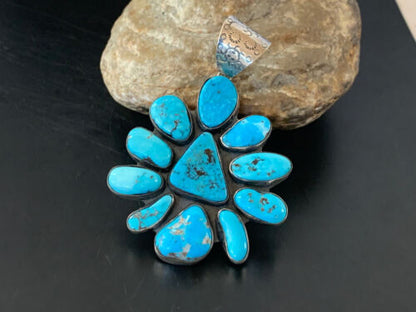 Navajo Pearls Kingman Turquoise Multi-Stone Pendant | Authentic Native American Sterling Silver | 11520