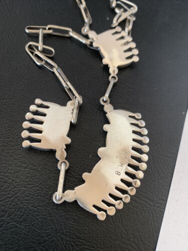 Zuni Coral Sterling Silver Petite Point Needle Necklace Pendant Earrings Set | Authentic Native American Handmade | 11909