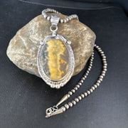 Navajo Bumblebee Jasper Pendant Necklace | Sterling Silver | Authentic Native American Handmade | 14247