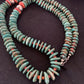 Authentic Native American Navajo Necklace | Sterling Silver | Green Turquoise & Spiny Oyster | 32" | 1670