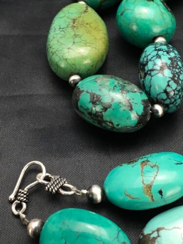 Navajo Chunky Turquoise Necklace | Sterling Silver | 20" | Authentic Native American Handmade | 2963