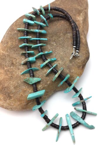 Navajo Green Turquoise & Bone Bead Necklace | Sterling Silver | 20" | Authentic Native American Handmade | 4360