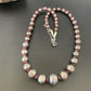 Navajo Pearl Purple Spiny Oyster Bead Necklace | Sterling Silver | Hand Stamped | Authentic Native American Jewelry | Single Strand | 11877