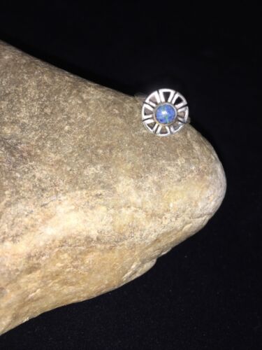 Navajo Blue Denim Lapis & Opal Inlay Ring | Sterling Silver | Sz 6.5 | Authentic Native American Handmade | 01790