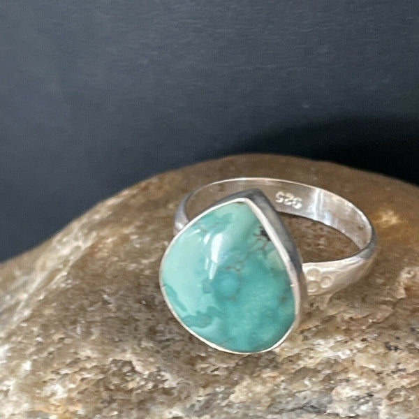 Navajo Sterling Silver Natural Blue Turquoise Ring | Sz 9 | Authentic Native American Handmade | 11436