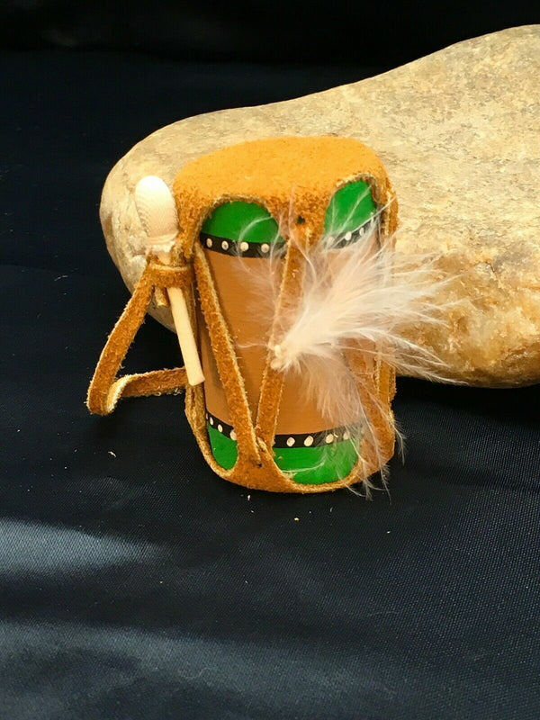 Handmade Leather Drum Car Charm | 2" Mirror Dangler | Miniature Model | 8932
