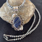 Men's Handmade Navajo Sterling Silver Beads Necklace | Lapis Pendant 2" | Authentic Native American | 1208
