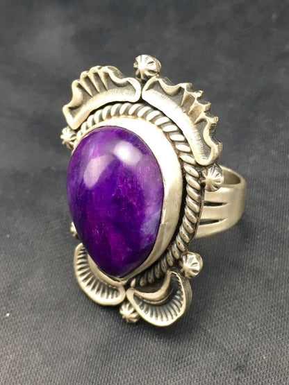 Native American Sugilite Navajo Ring | Sterling Silver | Sz 7.5 | 4189