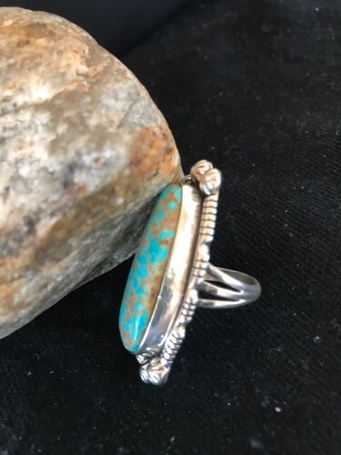 Navajo Blue Turquoise #8 Ring | Yazzie | Sterling Silver | Sz 3 | Authentic Native American Handmade | 3532