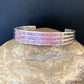 Native American Zuni Purple Opal Inlay Cuff Bracelet | Sterling Silver | 3 Row | 1643
