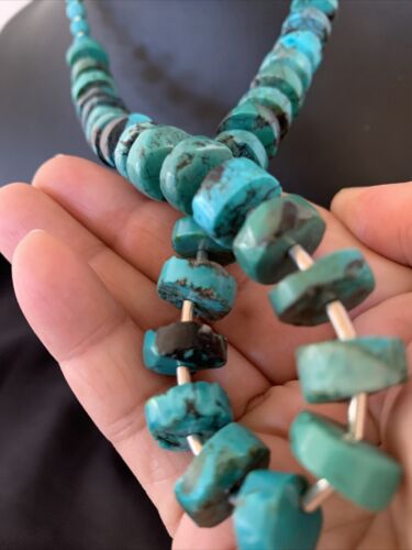 Navajo Turquoise Heishi Necklace | Sterling Silver Tube Beads | Authentic Native American Handmade | 20" | 11775