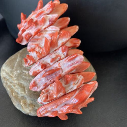 Native American Sterling Silver Red Spiny Oyster Turquoise Bracelet | Stretch | Handmade | 11831 - Masha USA
