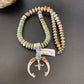 Navajo Pearl Necklace with Sterling Silver Green Turquoise & Spiny Oyster Naja Pendant | 11700
