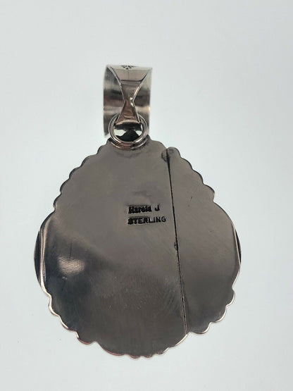 Navajo Royston Turquoise Pendant Necklace | Sterling Silver | Authentic Native American Handmade | 11295