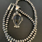 Native American Men's Navajo Pearls Necklace Pendant | Sterling Silver Black Onyx | 13099