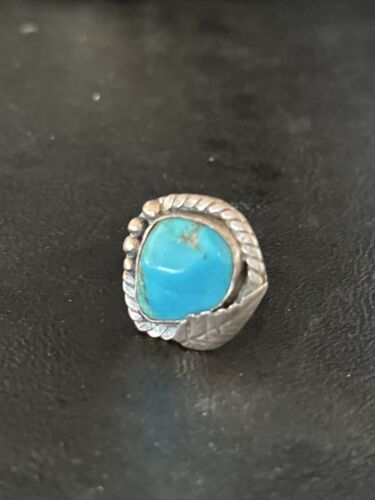 Navajo Blue Kingman Turquoise Ring | Sterling Silver | Sz 5 | Authentic Native American Handmade | 14701
