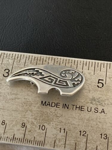 Native American Hopi Bear Stamped Pendant | Sterling Silver | Handmade | 1462 - Masha USA
