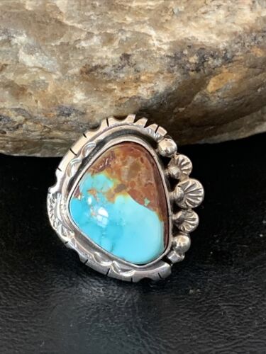 Native American Women's Navajo Blue Royston Turquoise Ring | Sterling Silver | Sz 10 | 10425