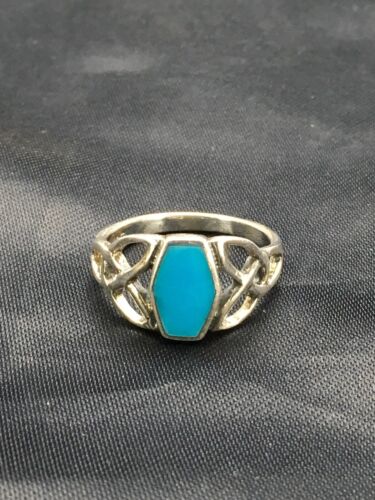 Native American Navajo Blue Turquoise Ring | Sterling Silver | Sz 6.75 | 2951 - Masha USA