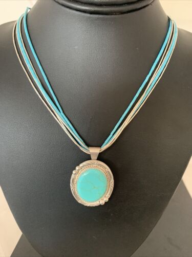 Navajo Green Turquoise Liquid Heishi Necklace | Sterling Silver | 5 Strand | Authentic Native American | 02050