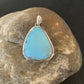 Native American Navajo Blue Bisbee Turquoise Pendant | Sterling Silver | 1.5" | 1618