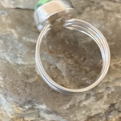 Adjustable Navajo Green Sonoran Turquoise Ring | Sterling Silver | Sz 6 | 02078