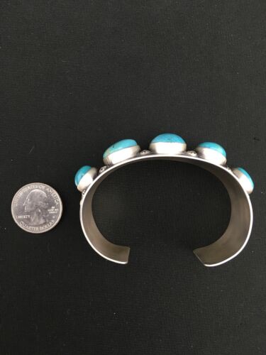 Navajo Blue Pilot Mountain Turquoise Bracelet | Sterling Silver | Authentic Native American Handmade