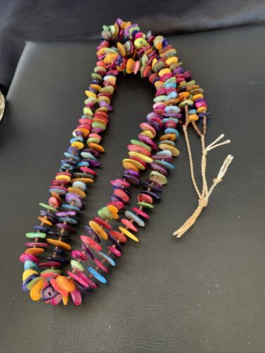 Native American Santo Domingo Mixed Color Shell Bead Necklace | 34" | 12002 - Masha USA