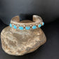 Men's Blue Kingman Turquoise Cuff Bracelet | Sterling Silver | 7 Stone | Authentic Native American Handmade | 14137