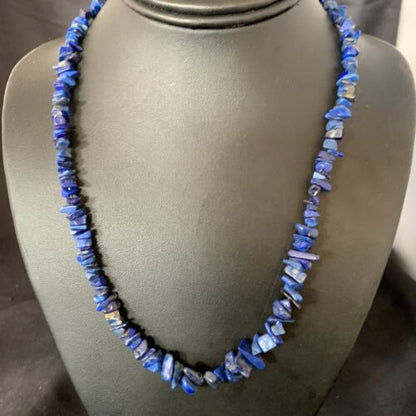 Native American Men's Navajo Lapis Nuggets Necklace | Sterling Silver | 20" | 14412