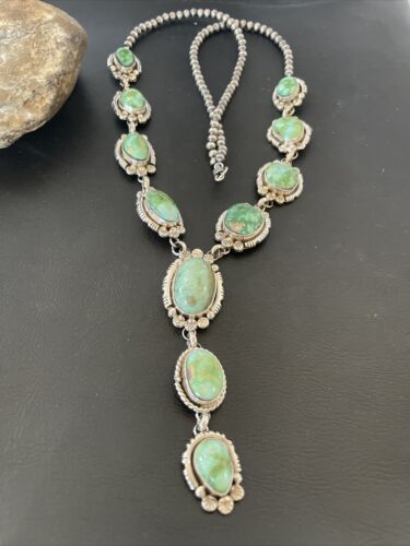 Navajo Sonoran Gold Turquoise Lariat Necklace | Native American Handmade | 02067