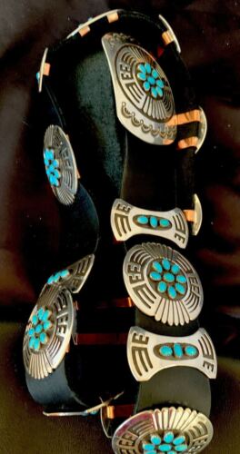 Men's Handmade Hopi Turquoise Concho Belt Buckle | Sterling Silver | 48" | 12292