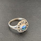 Navajo Blue Turquoise Lapis Inlay Ring | Sz 7.5 | Authentic Native American Handmade | 11199