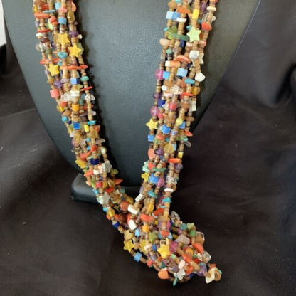 Southwestern Santo Domingo Red Coral Blue Turquoise Necklace | 28" | Authentic Native American Handmade | 12455