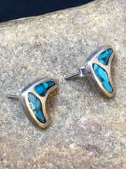 Native American Navajo Turquoise Earrings | Sterling Silver Inlay | Authentic Handmade | 8991