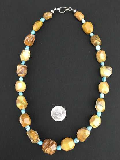 Native American Turquoise Nugget Necklace | Navajo Sterling Silver | 19" | 1139 - Masha USA
