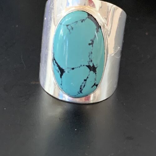Navajo Blue Turquoise Ring | Sterling Silver | Sz 10 | Authentic Native American Handmade | 14231