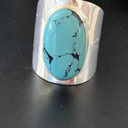 Navajo Blue Turquoise Ring | Sterling Silver | Sz 10 | Authentic Native American Handmade | 14231