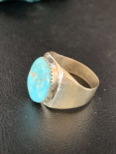 Navajo Blue Kingman Turquoise Ring | Sterling Silver | Sz 11 | Authentic Native American Handmade | 14142