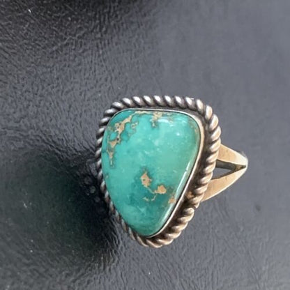 Navajo Green Sonoran Gold Turquoise Ring | Sterling Silver | Sz 6 | 10365