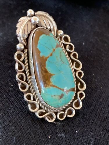 Native American Men's Navajo Blue Turquoise #8 Ring | Sterling Silver | Sz 9 | 00677