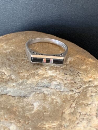 Navajo Black Onyx Opal Inlay Ring | Sz 7 | Authentic Native American Handmade | 11143