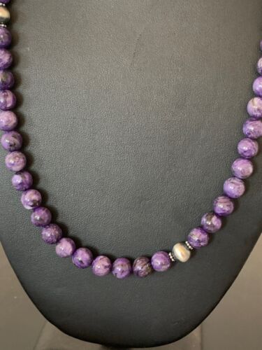 Navajo Purple | Sugilite Bead | Necklace | Sterling Silver | Authentic Native American Handmade | 21" | 4572