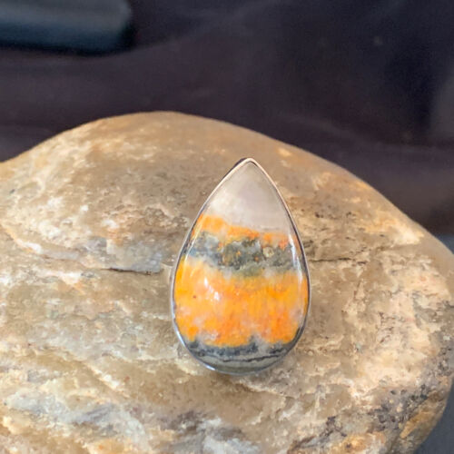 Navajo Yellow Bumble Bee Jasper Ring | Sterling Silver | Sz 8 | 11546