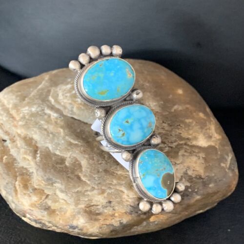 Navajo Blue Kingman Turquoise Multi-Stone Ring | Authentic Native American Sterling Silver | Sz 5.5 | 14063