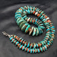 Navajo Turquoise & Spiny Oyster Graduated Necklace | Sterling Silver | Authentic Native American | 29" | 4362